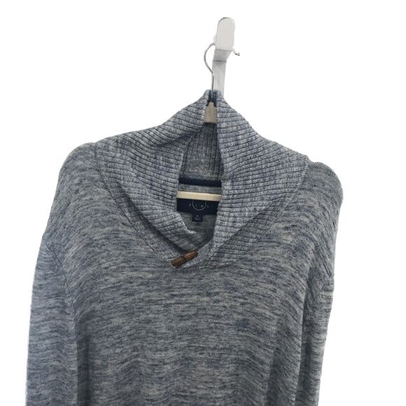 Even Tide Toggle Button Shawl Collar Heather Blue Sweater - Picture 4 of 10